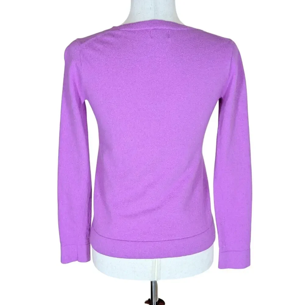 J.CREW Sweater Women XS Hot Pink Teddie Pullover Cotton Merino Wool